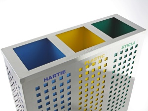 Cos colectare selectiva inox satin Meco 3x37 litri 25x75x70cm - Img 2