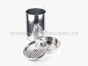 Cos gunoi cu scrumiera inox satinat 25cm H-61cm - Img 3