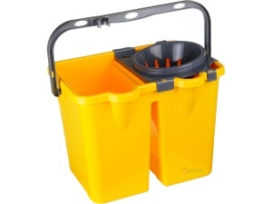 Galeata mop cu doua compartimente, storcator si roti – galben