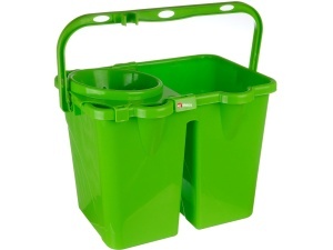 Galeata mop cu doua compartimente, storcator si roti – verde