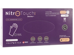 Manuși nepudrate Nitril Examinare Nitro Touch Derma Plus Albastre (100buc/cutie) marime M - Img 1
