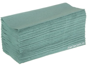 Prosop hartie verde V21x25cm 1strat 250bucati - Img 1