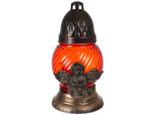Candela din sticla 20 cm Ingeras rosu, timp de ardere 20h