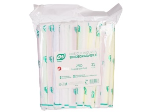 Paie color cu lingurita biodegradabile 250 bucati - Img 2