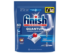 Detergent vase pentru masina de spalat Finish Powerball Quantum 60 bucati