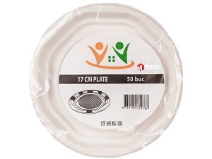 Farfurii rotunde plastic biodegradabil 17cm 50buc/set