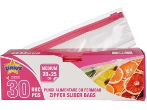 Pungi alimentare cu fermoar Zirius 2 litri 30 bucati