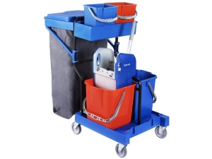 Carucior curatenie Bayersan Gonisa36C, 2 galeti, storcator si suport de sac - Img 1