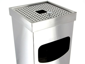 Cos gunoi scrumiera patrata inox satinat Meco 25cm H-64cm - Img 2