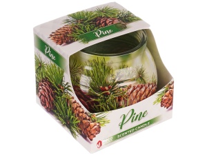 Lumanare parfumata in pahar cu aroma de pin
