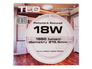 Plafoniera led rotunda 18W cu Switch 3000K/4000K/6500K - Img 3