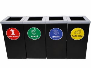Set cosuri colectare selectiva negre Meco 4 x 54 litri 1309