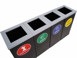 Set cosuri colectare selectiva negre Meco 4 x 54 litri 1309 - Img 2