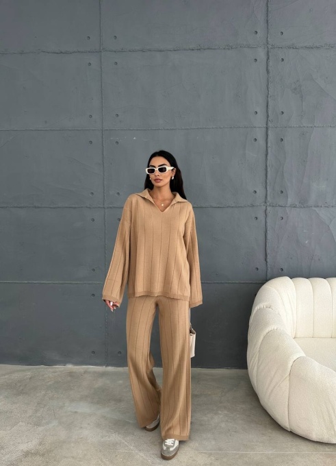 Costum tricot 2 piese Meow, Bej