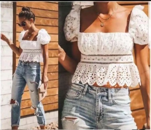Bluza , eleganta si cu decolteu, Croiala deosebita, talie Scurta, Alb