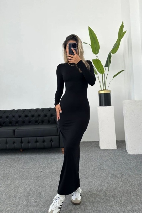 Rochie maxi lunga pe corp Luna, Negru engros