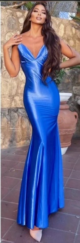 Rochie Eleganta de seara, Lunga cu spatele gol, Decolteu, Albastru - Img 1