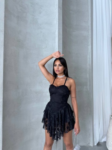 Rochie part dress Daisy, Negru - Img 3