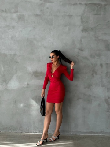 Rochie part dress Sophie, Rosu - Img 3