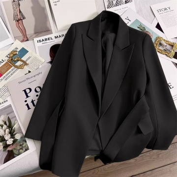 Sacou , Elegant cu guler, Buzunare, Decolteu, Negru - Img 2