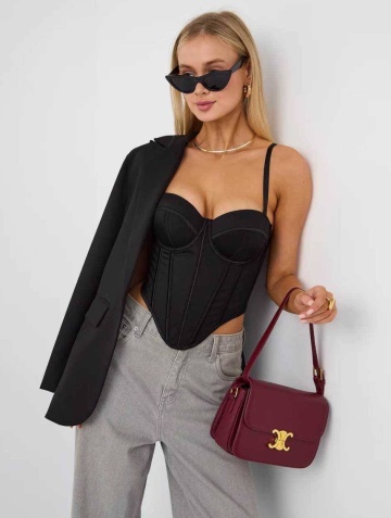Top Corset cu arcuri Bella, Negru - Img 4