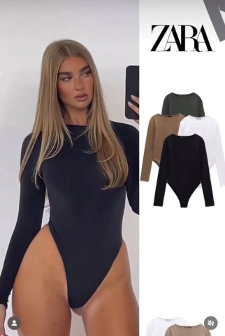Body din poliamida cu mineca lunga, Negru - Img 3