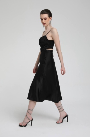 Fusta din satin Flame, Negru engros - Img 3
