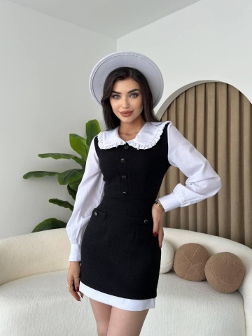 Rochie minipe corp cu nasturi Fifi, Negru engros - Img 1