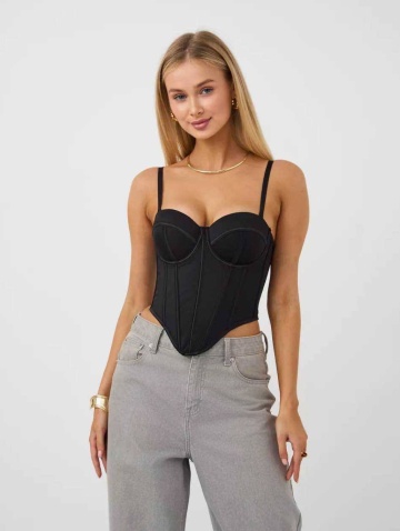 Top Corset cu arcuri Bella, Negru - Img 5