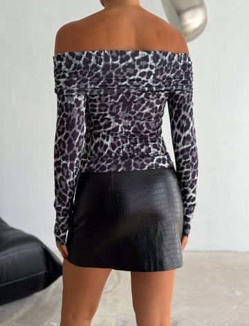 Tricou cu poliamida si maneca lunga Woof, Leopard - Img 3