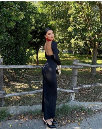 Rochie maxi elastica pe corp, Mia Negru engros - Img 2