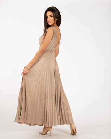 Rochie , Maxi, Eleganta si evazata, Decolteu, Mud - Img 2