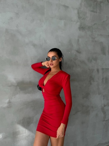 Rochie part dress Sophie, Rosu - Img 6