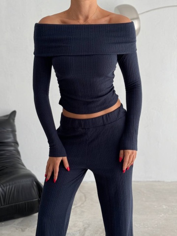 Compleu format din bluza si pantaloni Daisy, Albastru - Img 2