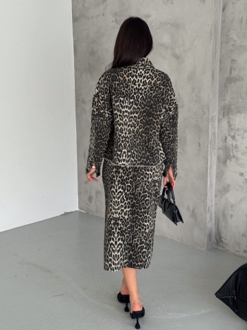 Geaca cu buzunare si nasturi, Leopard Print - Img 4
