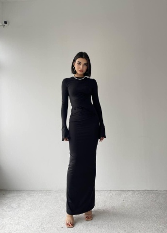 Rochie elastica lunga pe corp Mia, Negru engros - Img 2