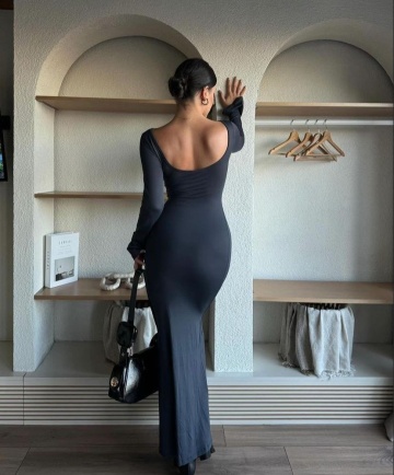 Rochie maxi elastica pe corp, Bella Gri engros - Img 2