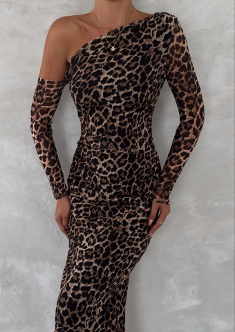 Rochie modelatoare cu poliamida Chloe, Leopard Print - Img 3