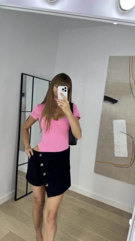 Body clasic cu decolteu, Roz - Img 1