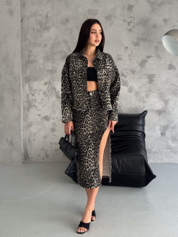 Geaca cu buzunare si nasturi, Leopard Print - Img 5