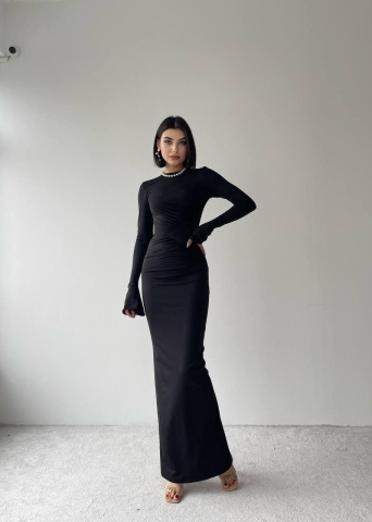 Rochie elastica lunga pe corp Mia, Negru engros - Img 3