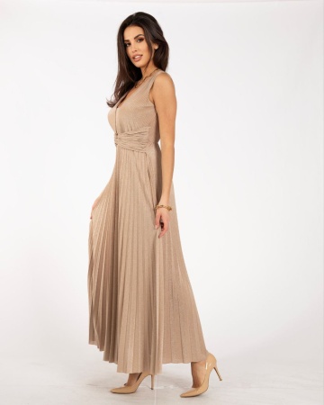 Rochie , Maxi, Eleganta si evazata, Decolteu, Mud - Img 4