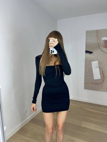 Rochie mini elastica Cyan, Negru OneSize engros - Img 2