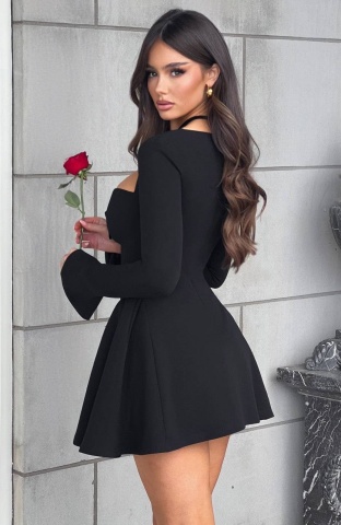 Rochie mini elastica evazata Sienna, Negru OneSize engros - Img 2