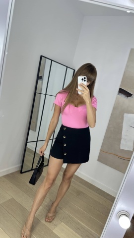 Body clasic cu decolteu, Roz - Img 2