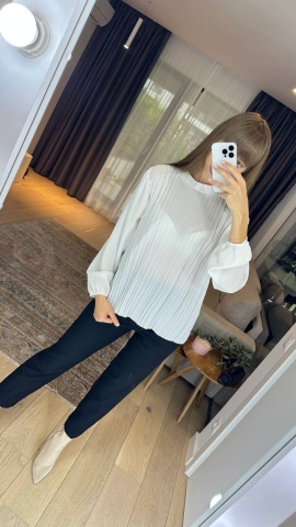 Camasa clasica , Eleganta cu maneci Lungi, Transparenta, Alb - Img 1