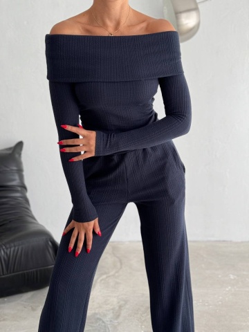 Compleu format din bluza si pantaloni Daisy, Albastru - Img 1