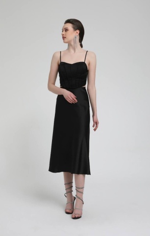 Fusta din satin Flame, Negru engros - Img 1