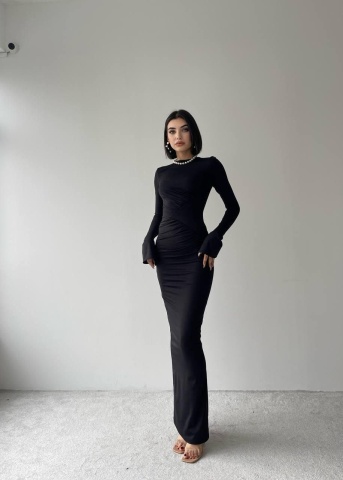 Rochie elastica lunga pe corp Mia, Negru engros - Img 4