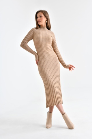 Rochie lunga din tricot, Bej - Img 1
